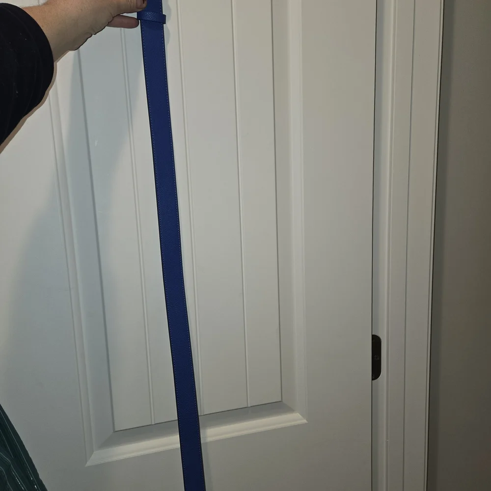 Blue Leather Shoulder Bag with C-Clasp - Picture 10 of 13